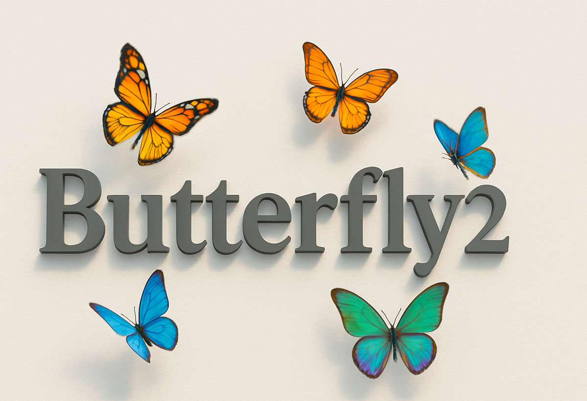 Butterfly 2 Schriftzug Butterfly 2 mit Schmetterlinge auf dem Bild