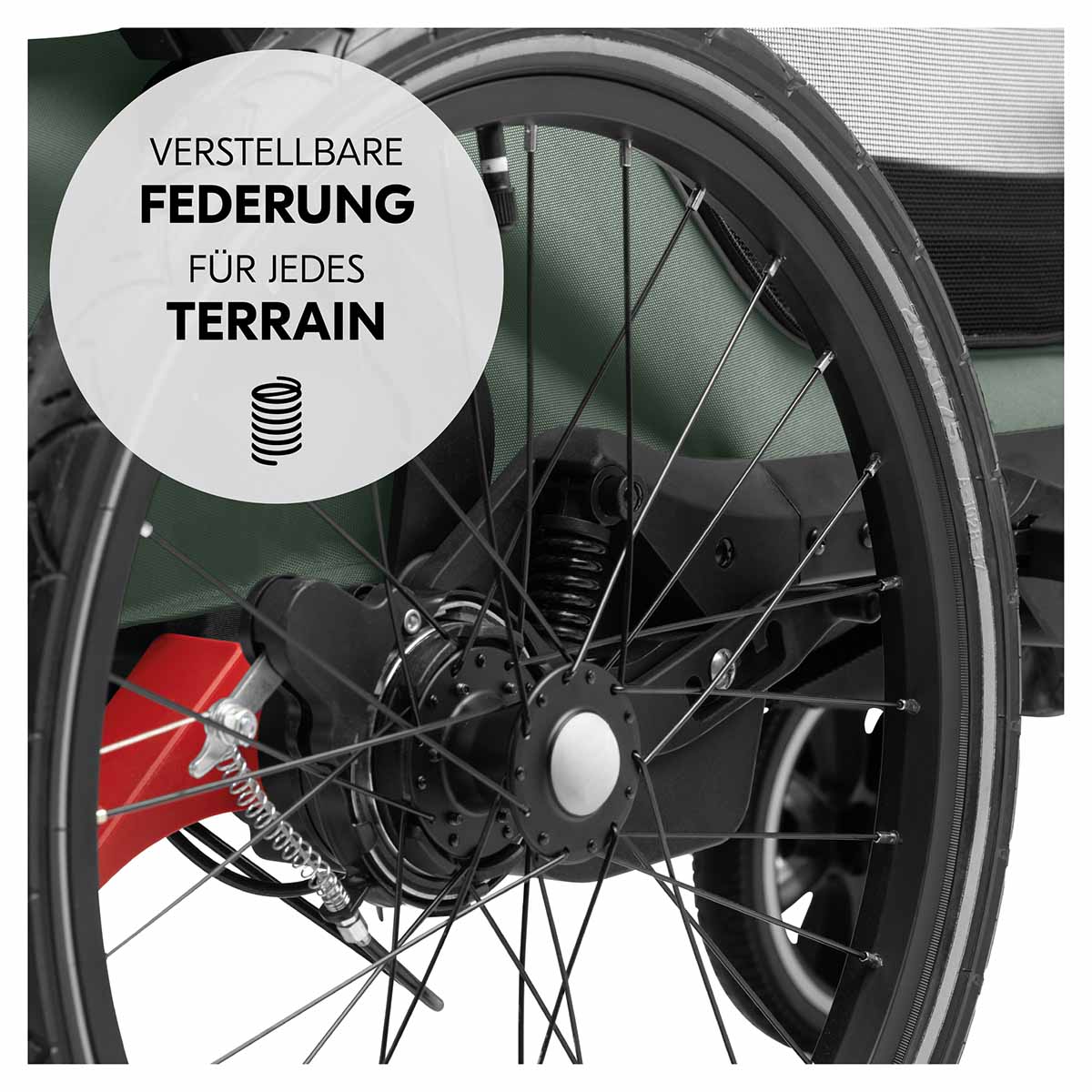 Für jedes Gelände geeignet Die Federung ist in 4 Stufen verstellbar