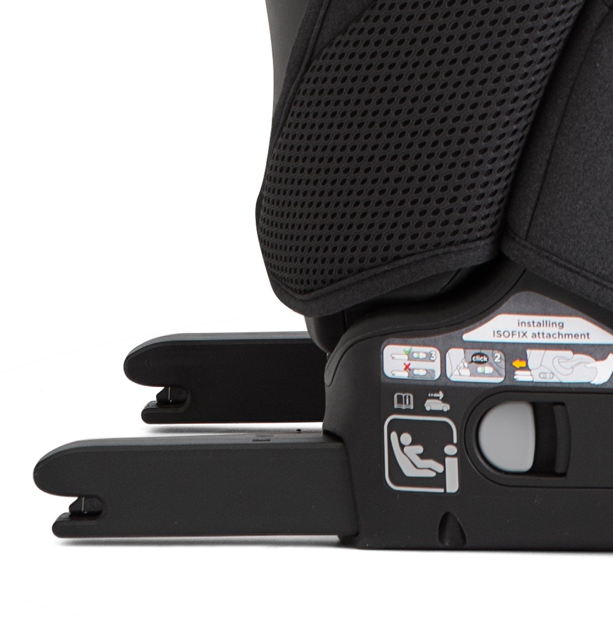 ISOFIX-System für sichere Installation Nahaufnahme der ISOFIX-Verbindung am Kindersitz