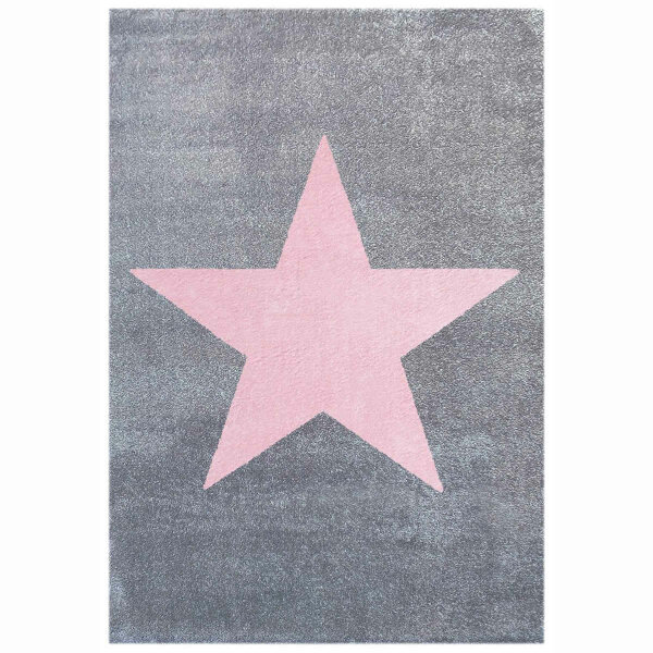 Livone Kinderteppich Happy Rugs STAR silbergrau/rosa 160x230 cm