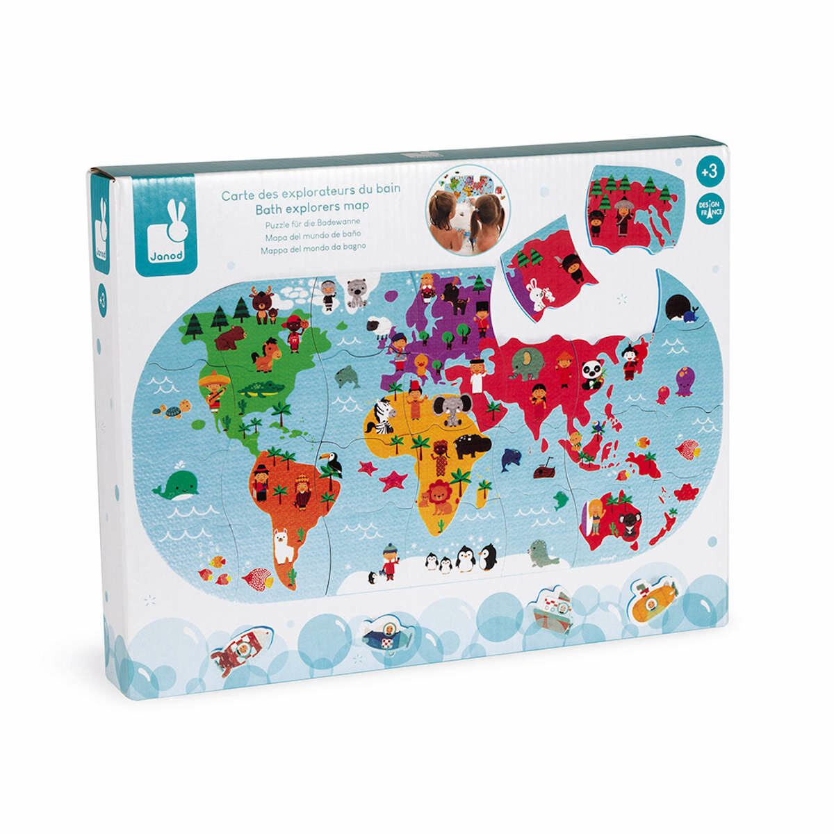 Janod Badespielzeug Puzzle für die Badewanne Weltkarte, 17,95 €