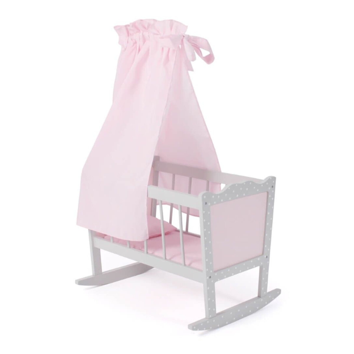 Bayer Chic 2000 Puppenwiege Puntos Grey Grau, Rosa / Pink