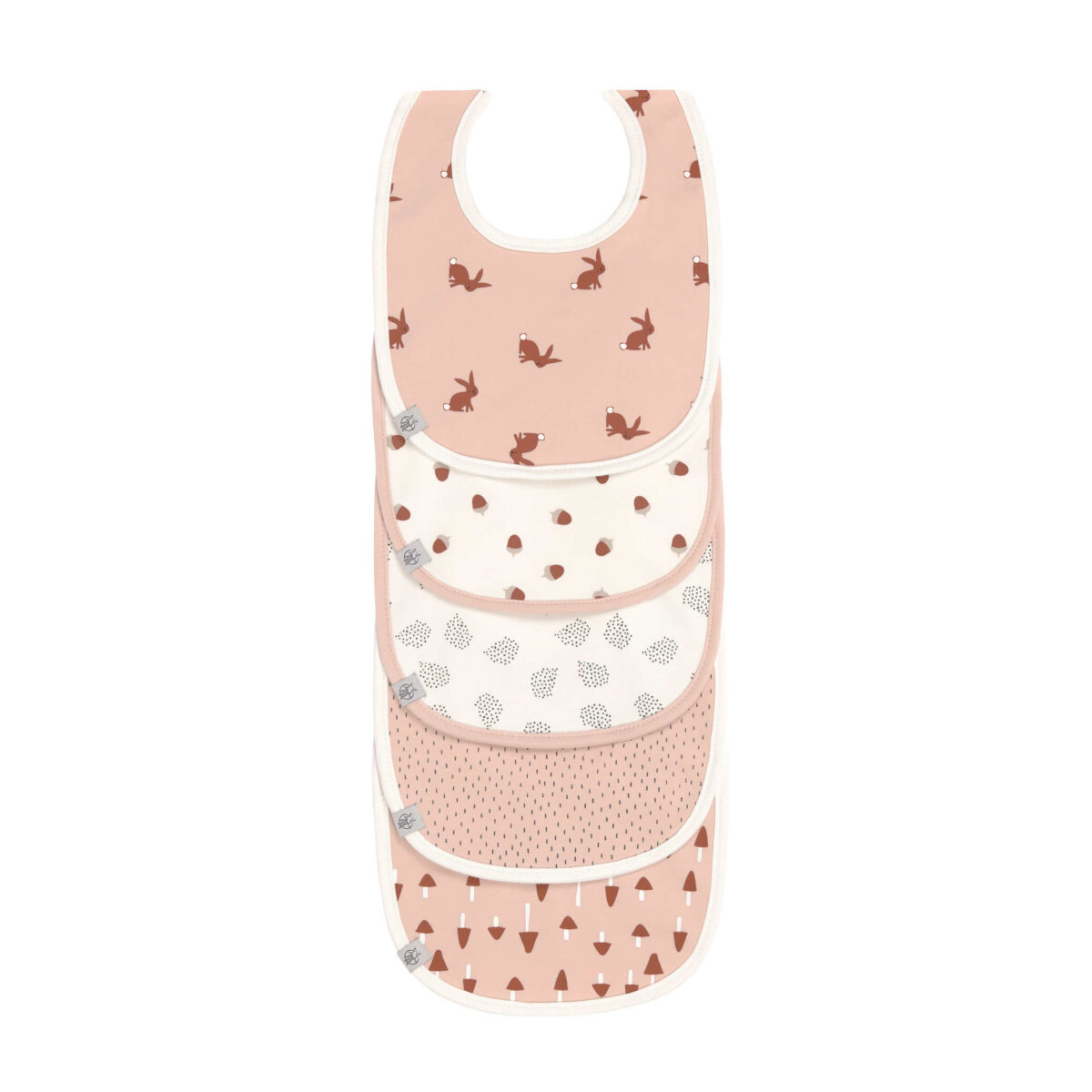 Lässig wasserdichte Lätzchen Little Forest Rabbit 5er Pack Rosa / Pink