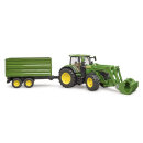 Bruder John Deere 7R 350 mit Frontlader und Tandemachstransportanhänger