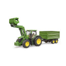 Bruder John Deere 7R 350 mit Frontlader und Tandemachstransportanhänger