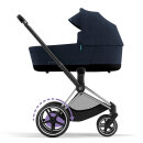 Cybex e-Priam Rahmen Chrome Black, Lux und Seatpack Midnight Blue Plus