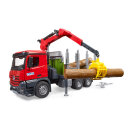 Bruder MB Arocs Holztransport-LKW mit Ladekran, Greifer + 3 Baumstämme