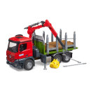 Bruder MB Arocs Holztransport-LKW mit Ladekran, Greifer + 3 Baumstämme