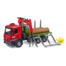 Bruder MB Arocs Holztransport-LKW mit Ladekran, Greifer + 3 Baumstämme