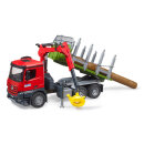 Bruder MB Arocs Holztransport-LKW mit Ladekran, Greifer + 3 Baumstämme