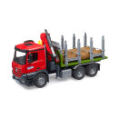 Bruder MB Arocs Holztransport-LKW mit Ladekran, Greifer + 3 Baumstämme