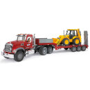 Bruder MACK Granite LKW mit Tieflader und JCB 4CX Baggerlader