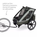 ABC Design Fahrradanhänger Tour mit 2 Komfortsitzen & Lufträdern Olive