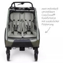 ABC Design Fahrradanhänger Tour mit 2 Komfortsitzen & Lufträdern Olive