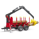 Bruder 02252 Rückeanhänger mit Ladekran, 4 Baumstämmen und Holzgreifer