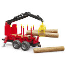 Bruder 02252 Rückeanhänger mit Ladekran, 4 Baumstämmen und Holzgreifer