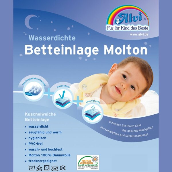 Alvi 93733 Betteinlage Baby-Wohl-Molton Jersey 50x70 cm
