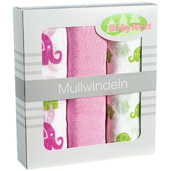 Odenwälder 10080-320 Doppelmull Windeln 3er Box Funny Fant pink