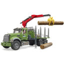 Bruder 02824 MACK Holztransport LKW, Ladekran, Greifer + 3 Baumstämmen