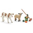 Schleich 41422  Stallpflege mit Kalb und Schäfchen