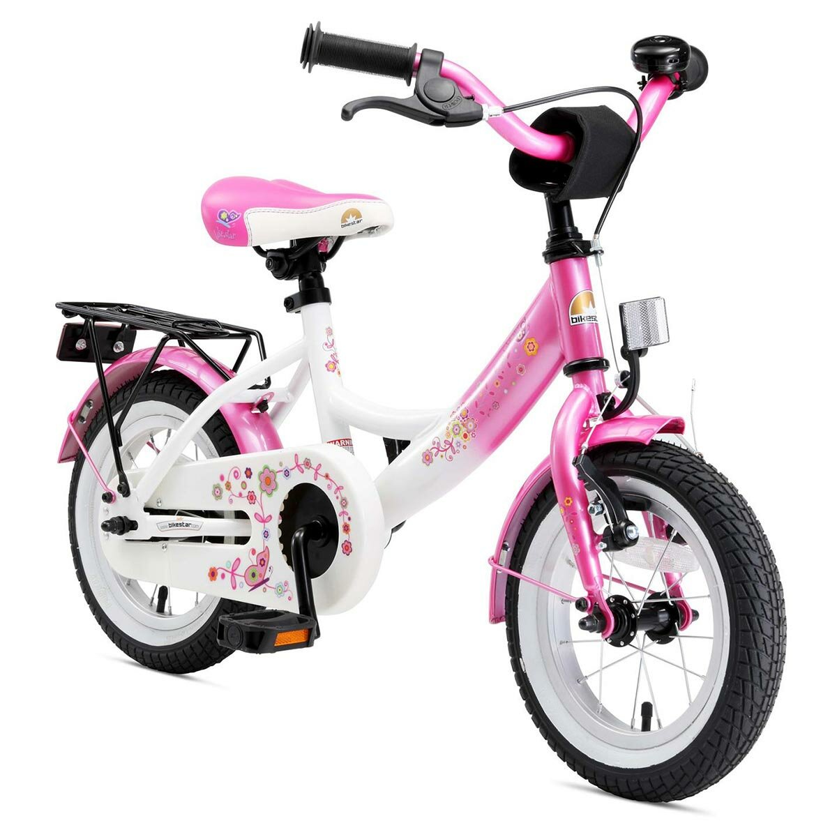 Bikestar Classic Kinderfahrrad 12 Zoll - Pink Weiß